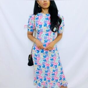 Fauthfull the Brand Emelia Midi Dress Jemima Coquette Cottagecore Boho Bows Sz M